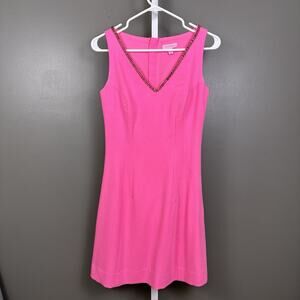 Lilly Pulitzer Monica Dress Sunkissed Pink Embellished V-Neck Size 2 Sleeveless